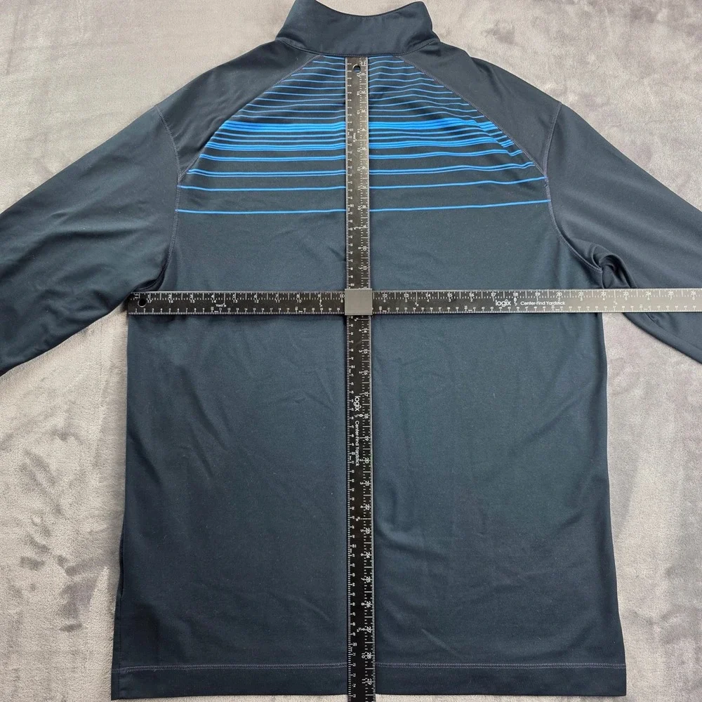 Nike Golf Pullover Men Large Black Blue Striped 1/4 Zip Dri-FIT Long Sleeve‎
